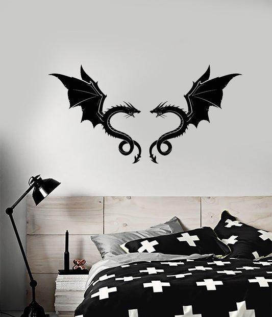 Vinyl Wall Decal Two Dragons Fly Celtic Fantasy Decor Stickers (3207ig)