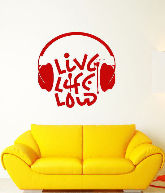 Vinyl Wall Decal Live Music Loud Musical Quote Headphones Words Stickers 3209ig