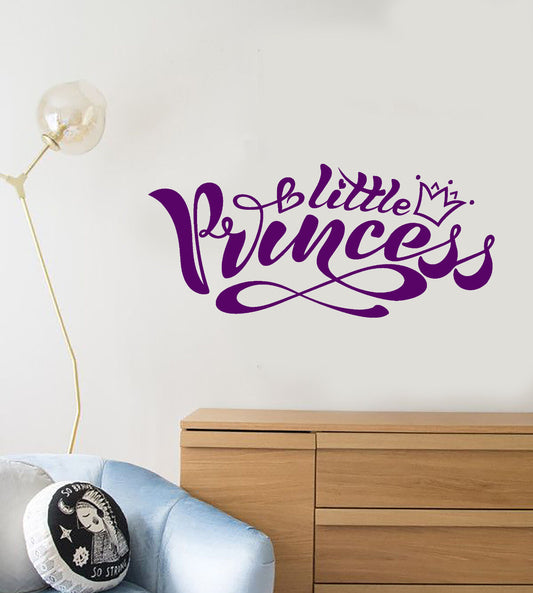 Vinyl Wall Decal Logo Words Little Princess Crown Children's Room Sticker 3212ig