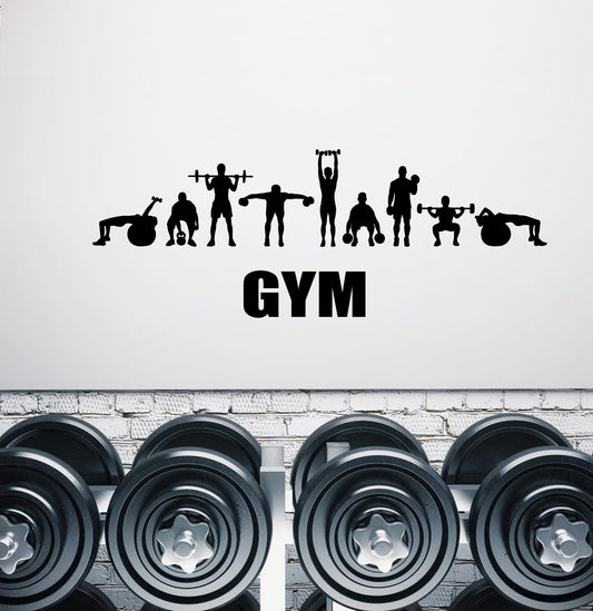 Autocollant mural en vinyle, signe de Sport, Fitness, Gym, mot, haltère, autocollants (3226ig)