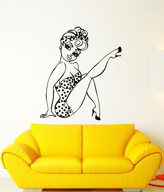 Vinyl Wall Decal Retro Sexy Girl Pin Up Style Beautiful Woman Stickers (3242ig)