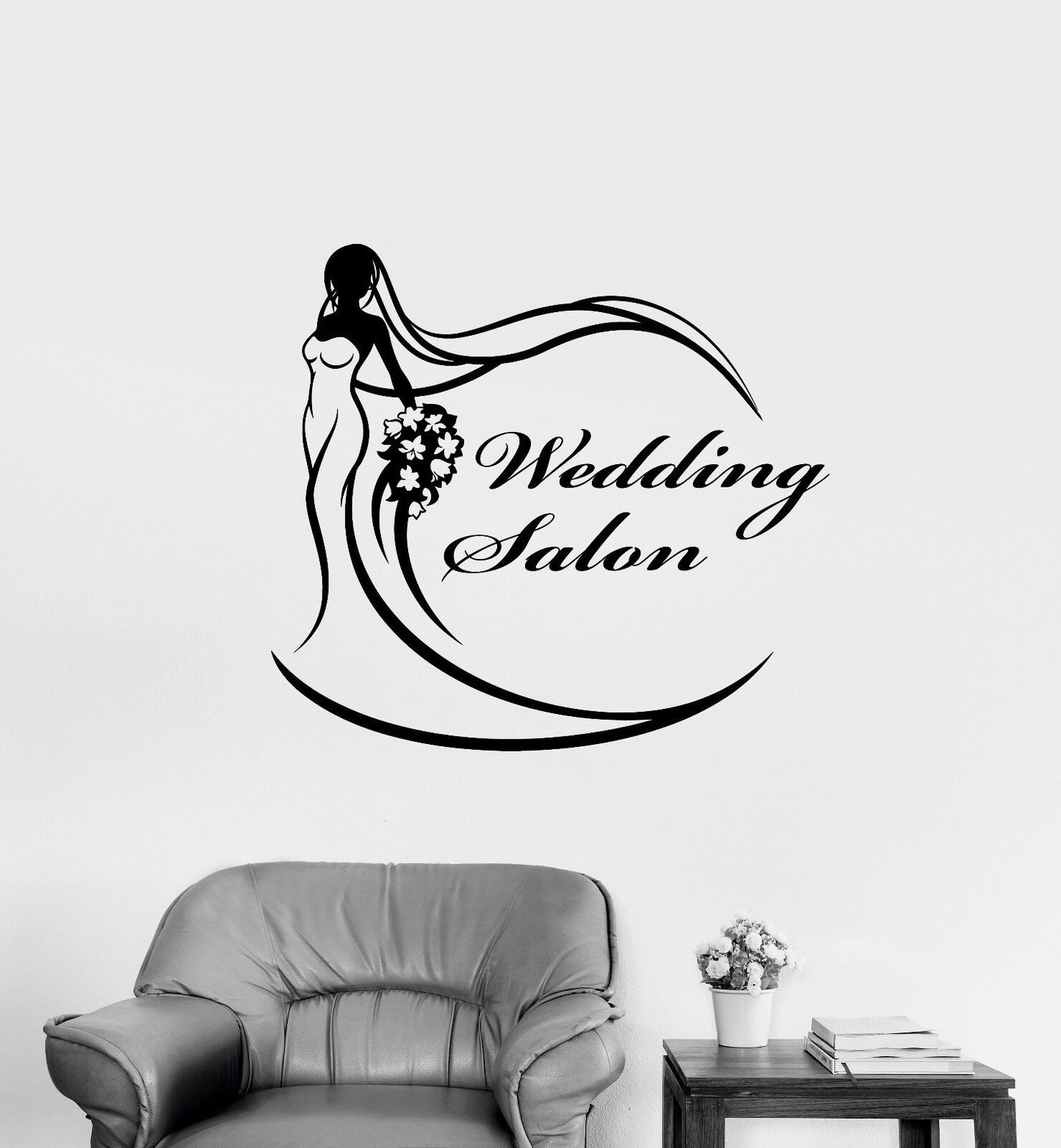 Wandtattoo Brautkleid Salon Logo Schild Braut Vinyl (3254ig)