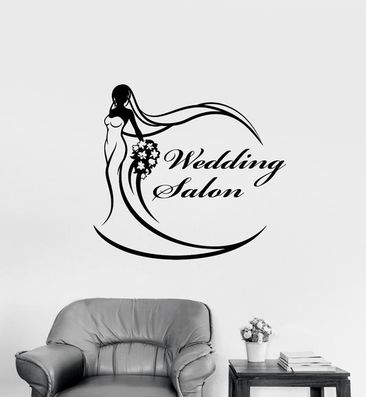 Autocollant mural en vinyle avec Logo de Salon de robe de mariée, autocollants de mariée (3254ig)