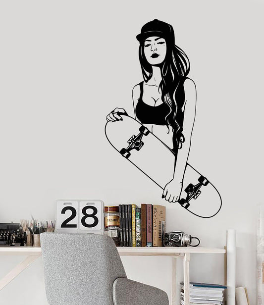 Autocollant mural en vinyle pour skateboard, skateboard, adolescent, style Swag, fille (3256ig)