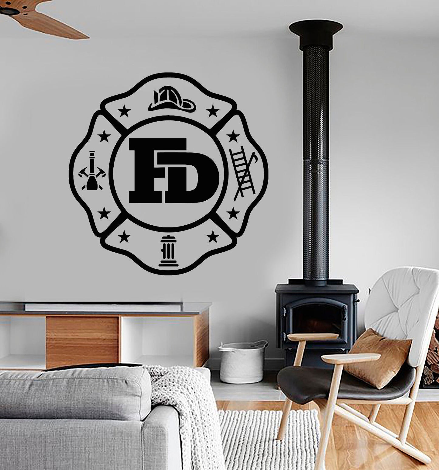 Wandtattoo Feuerwehr Logo aus Vinyl für Feuerwehrmann und Feuerwehrfrau (3270ig)