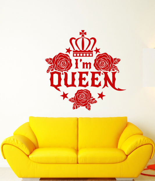 Autocollant mural en vinyle avec Logo I'm Queen Crown pour chambre de fille (3276ig)