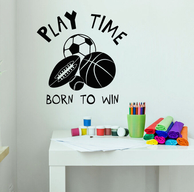 Vinyl Wall Decal Play Time Motivation Words Logo Playroom Stickers (3278ig)