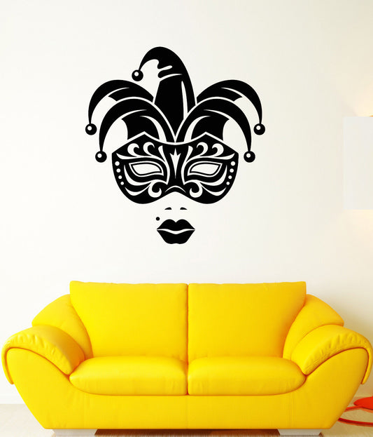 Vinyl Wall Decal Carnival Jester Face Mask Girl Lips Stickers (3291ig)