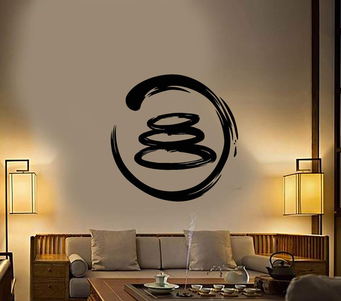 Wandaufkleber aus Vinyl, Enso Circle, Yoga, Meditationszimmer, Aufkleber (3295ig)