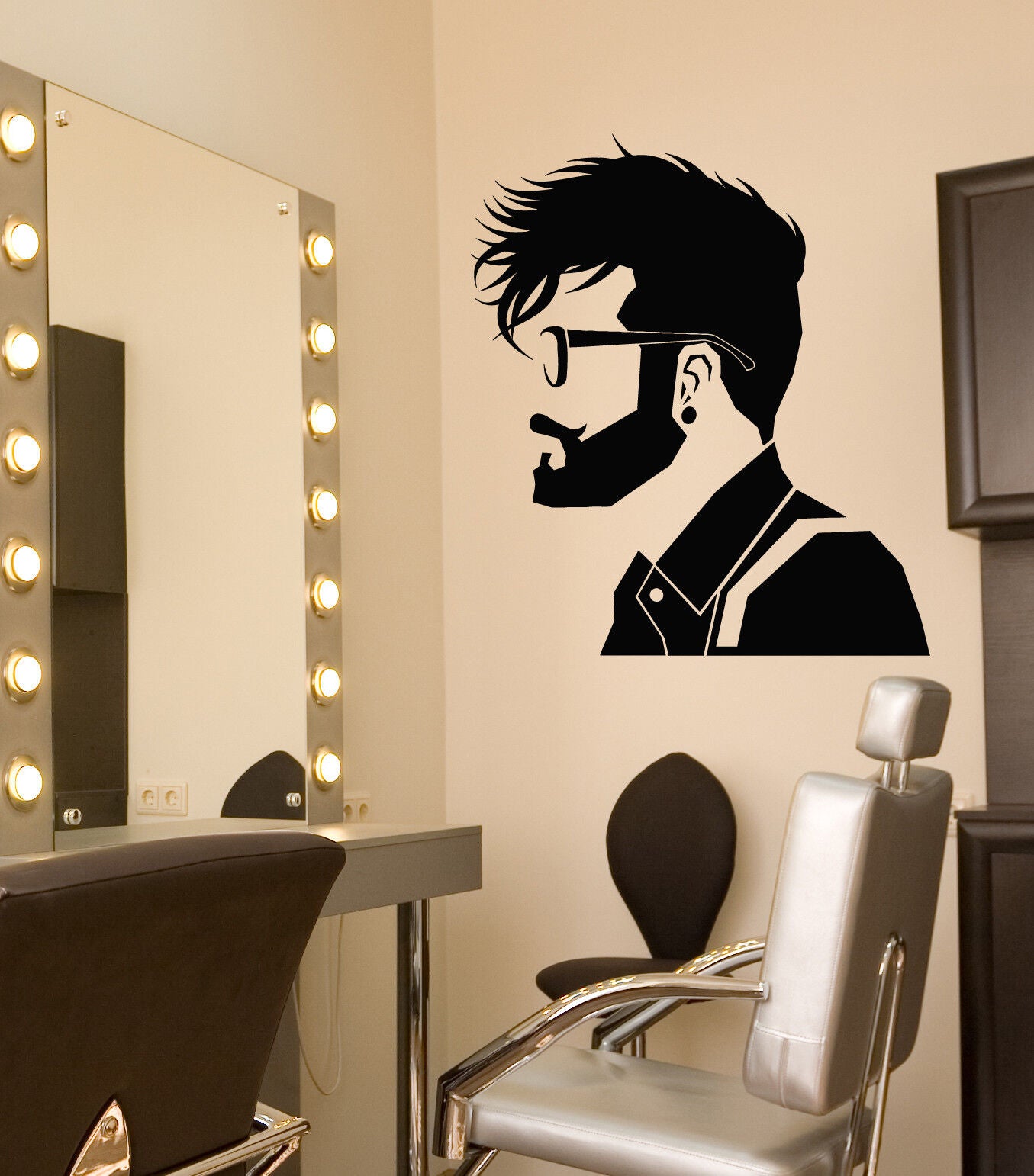 Wandaufkleber aus Vinyl, Hipster-Typ-Stil, Barbershop, Frisurensalon, Aufkleber (3346ig)