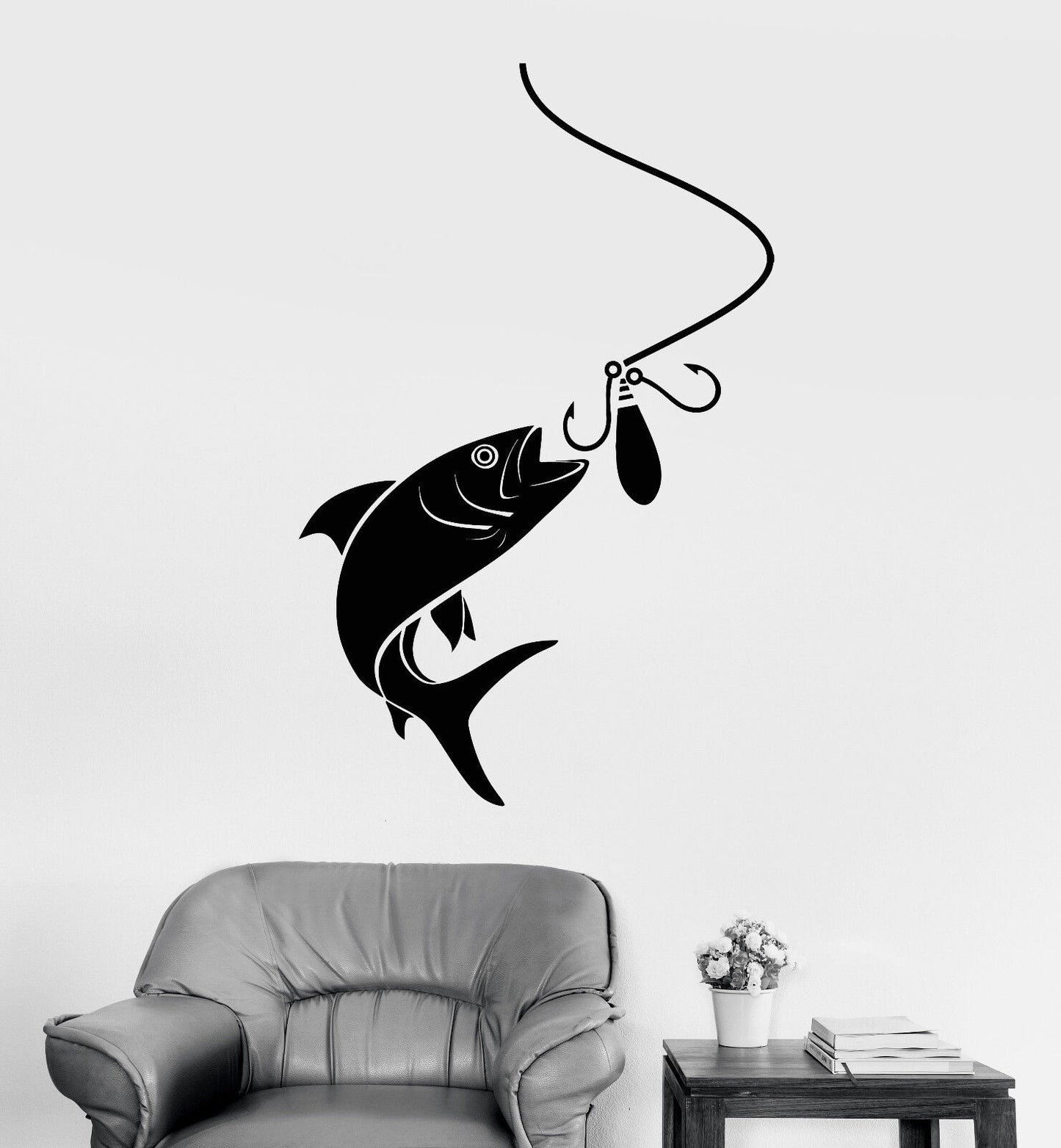 Vinyl Wall Decal Fish Fishing Rod Club For Fisherman Logo Stickers (3350ig)