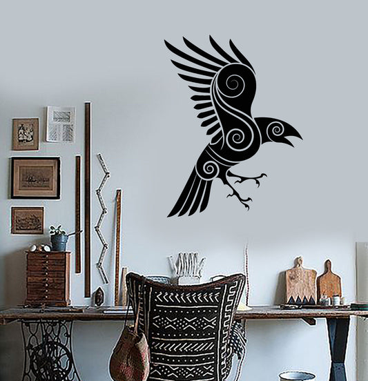 Autocollant mural en vinyle celtique corbeau corbeau oiseau style ethnique autocollants (3359ig)