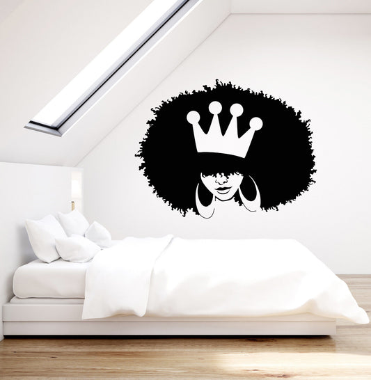 Vinyl Wall Decal African Hairstyle Girl Queen Crown Stickers (3362ig)