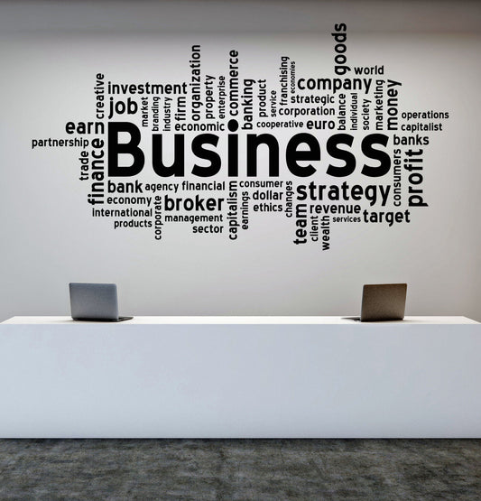 Vinyl Decal Business Words Clouds Job Strategy Bank Wall Sticker (n1011)