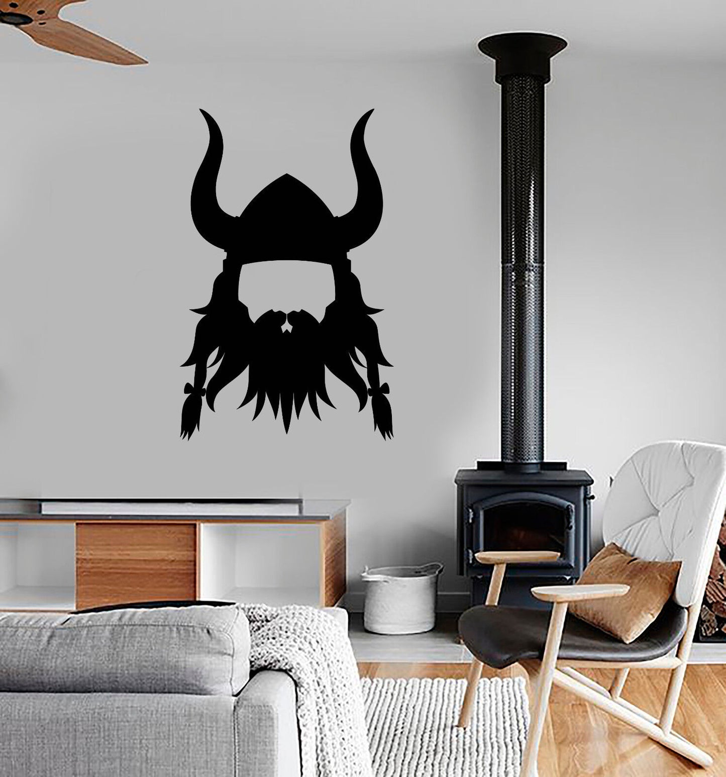 Vinyl Wall Decal Viking Head Helmet Warrior Stickers (3371ig)