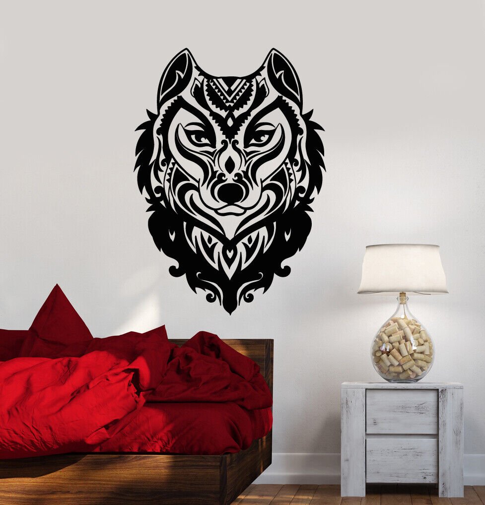 Vinyl Wall Decal Wolf Head Ornament Forest Animal Predator Stickers (3396ig)