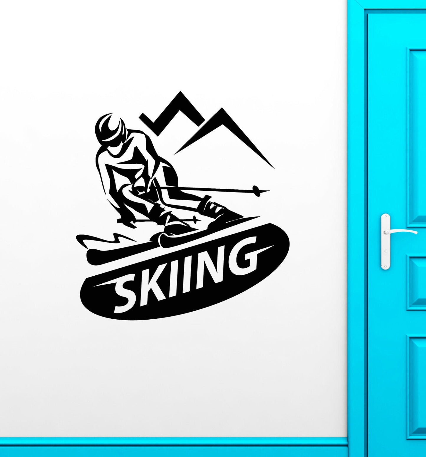 Autocollant mural en vinyle avec Logo de skieur, ski extrême, Sport d'hiver (3367ig) 