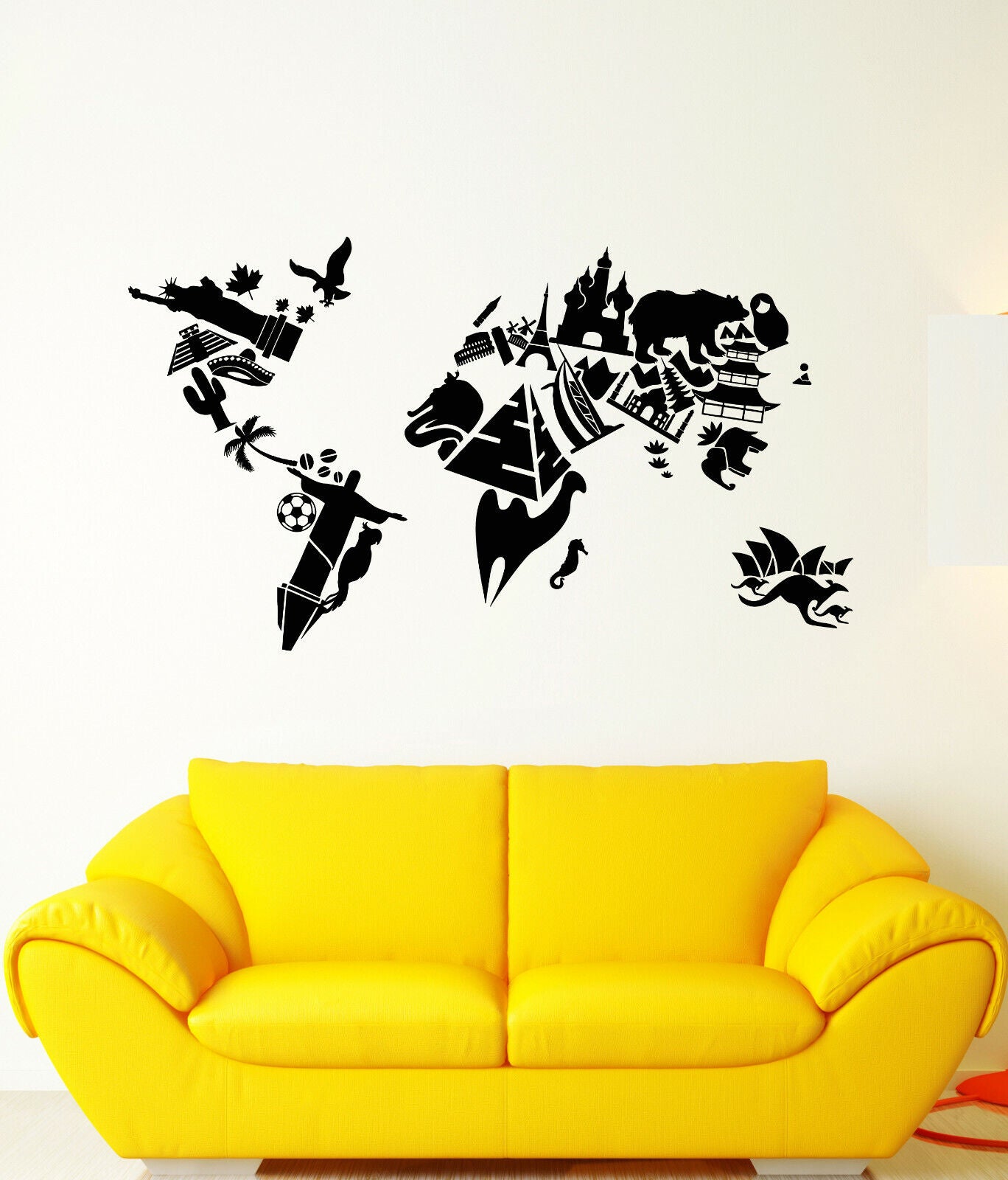 Vinyl Wall Decal Sights World Map Country Travels Stickers (3407ig)