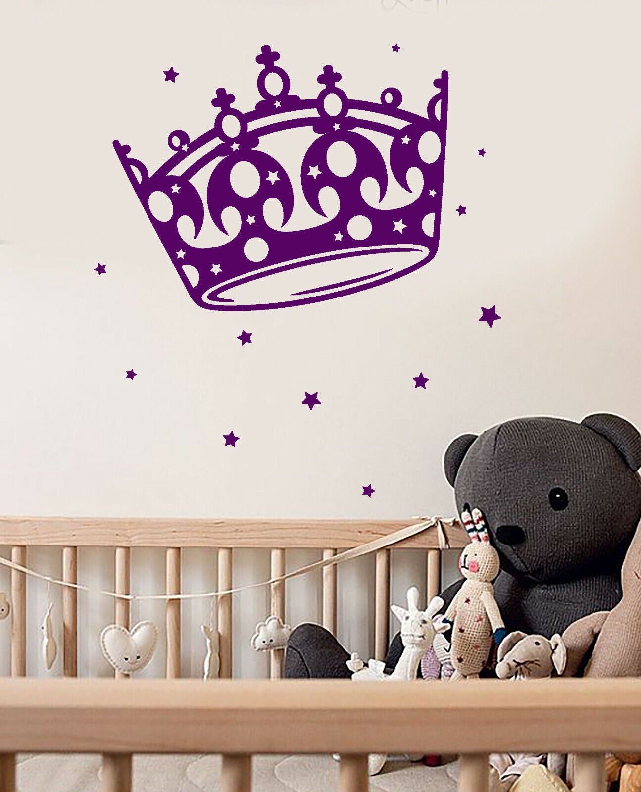 Vinyl Wall Decal Stars Princess Crown Queen Children's Room Stickers (3420ig)