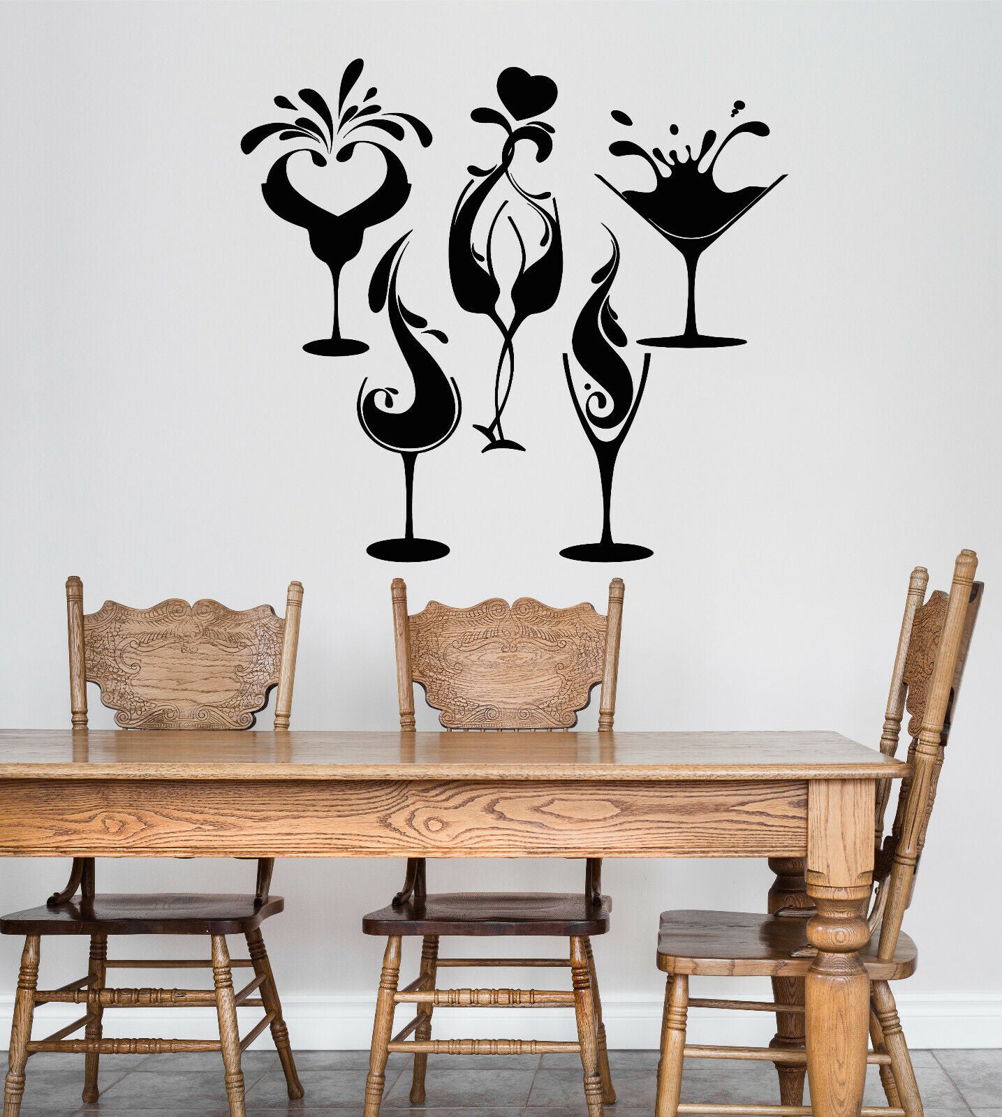 Vinyl Wall Decal Alcoholic Bar Cocktail Party Glasses Stickers (3431ig)