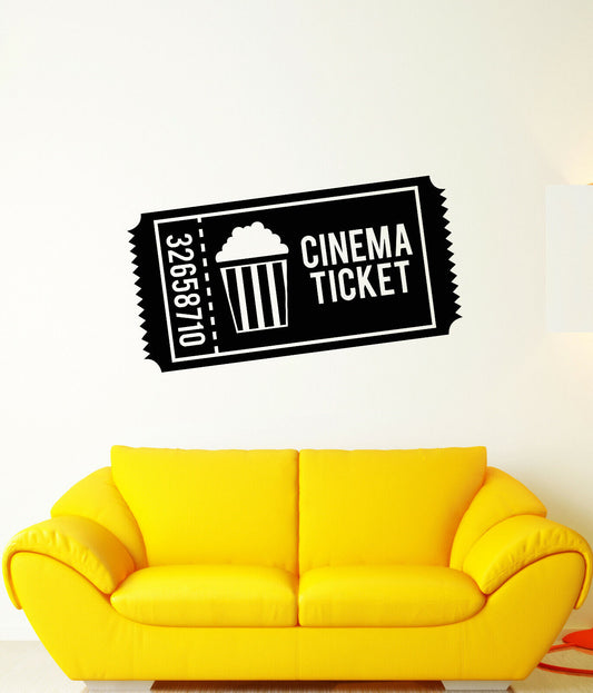 Autocollant mural en vinyle pour billet de cinéma, autocollants pour maison de cinéma pop-corn (3432ig)