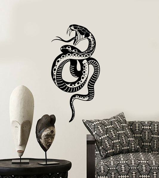 Autocollant mural en vinyle avec crocs de reptiles et d'animaux serpent (3443ig)