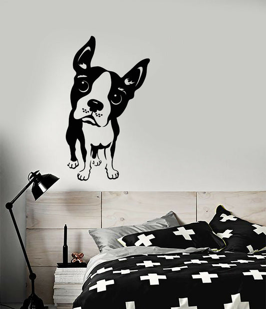 Autocollant mural en vinyle drôle bouledogue français autocollants de toilettage pour animaux de compagnie (3469ig)