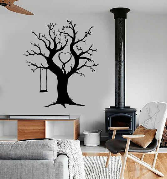 Autocollant mural en vinyle, arbre généalogique, balançoire naturelle pour enfants (3483ig)