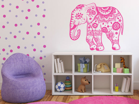 Wall Decal Ethnic Animals Elephant with Ornament Vinyl Stickers (n1030)