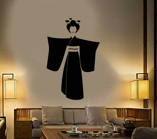 Vinyl Wall Decal Japanese Asian Woman Geisha Stickers (3539ig)