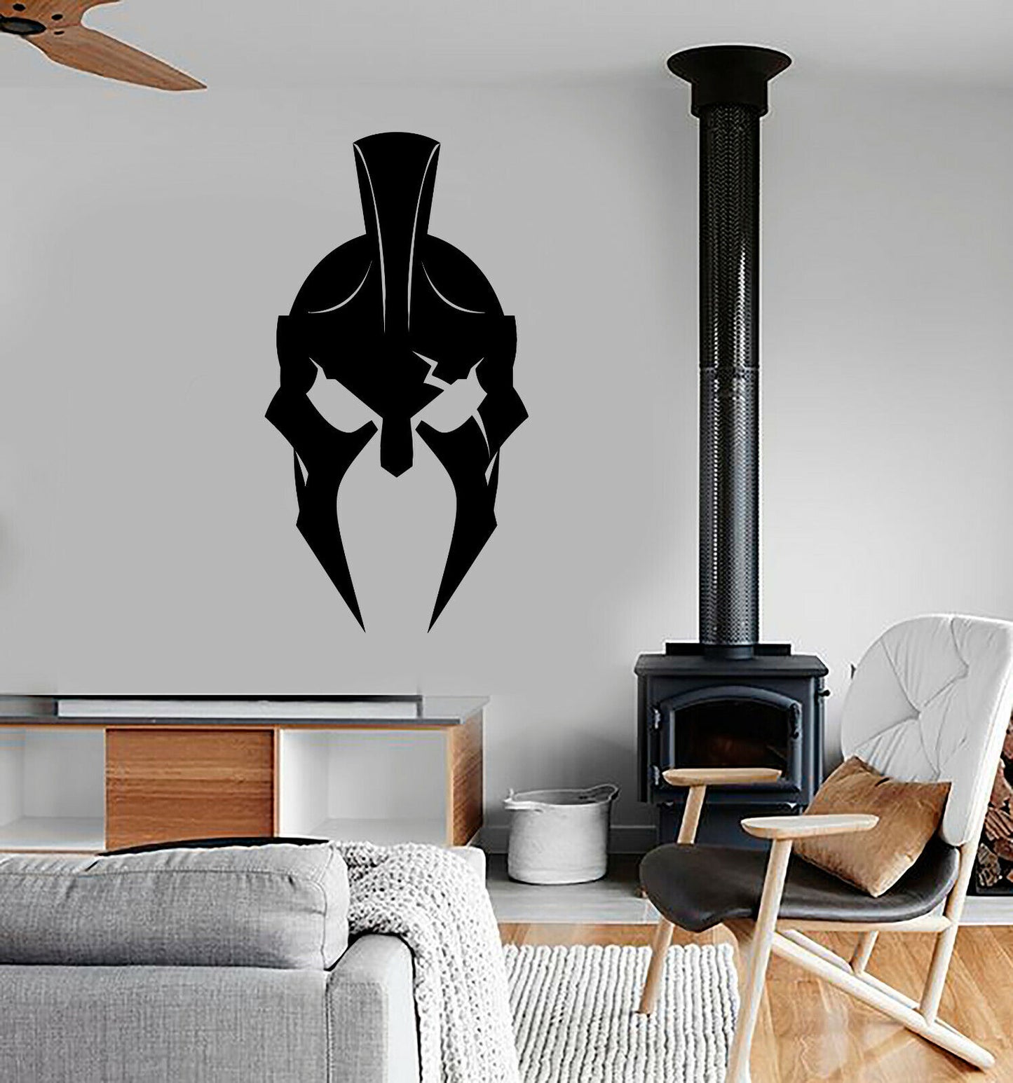 Vinyl Wall Decal Spartan Helmet Scar Warrior Stickers (3540ig)