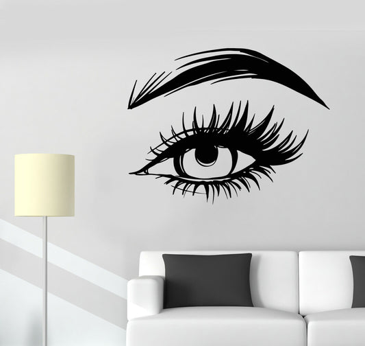 Autocollant mural en vinyle pour femme, yeux, cils, sourcils, autocollants artistiques (3550ig)