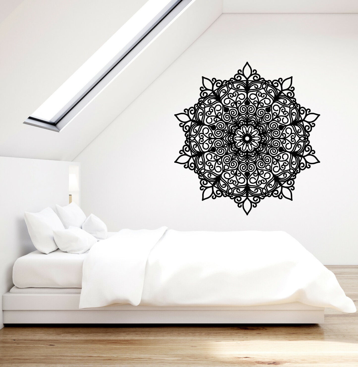 Vinyl Wall Decal Mandala Hinduism Lotus Flower Symbol Stickers (3551ig)