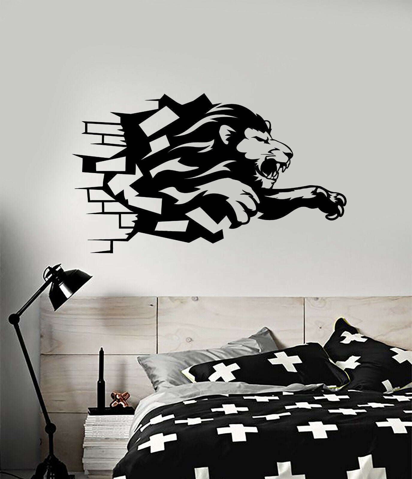 Vinyl Wall Decal Brick Lion African Animal Predator Stickers (3570ig)