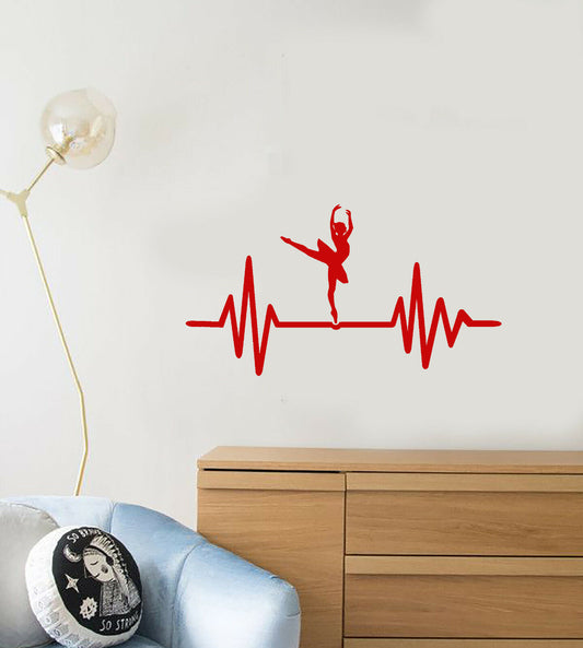 Vinyl Wall Decal Pulse Heartbeat Ballerina Ballet Studio Stickers (3575ig)