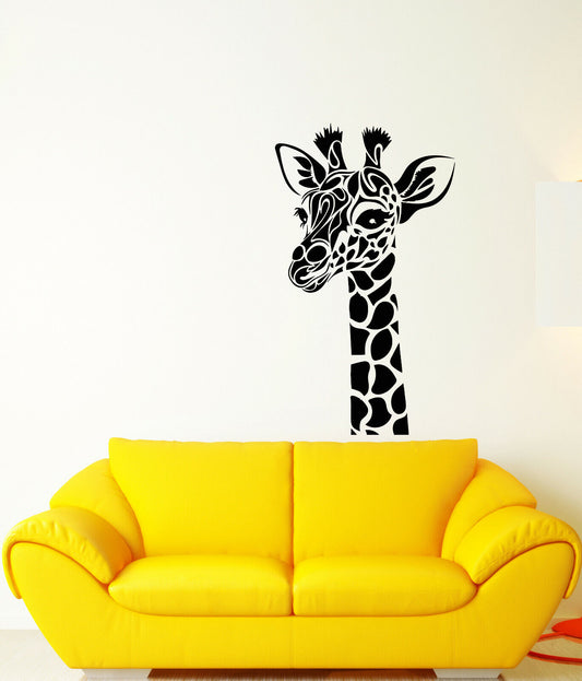 Wandtattoo Giraffenkopf aus Vinyl, lustige Tieraufkleber (3576ig)