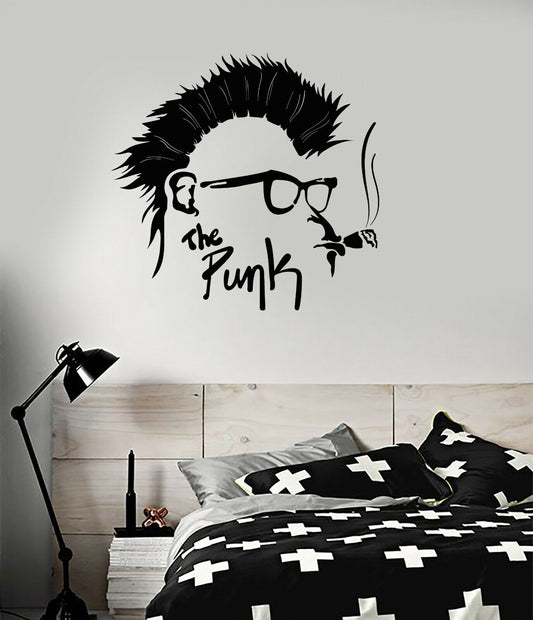 Vinyl Wall Decal Monkey Smoking Punk Style Mohawk Hairstyle Stickers (3583ig)