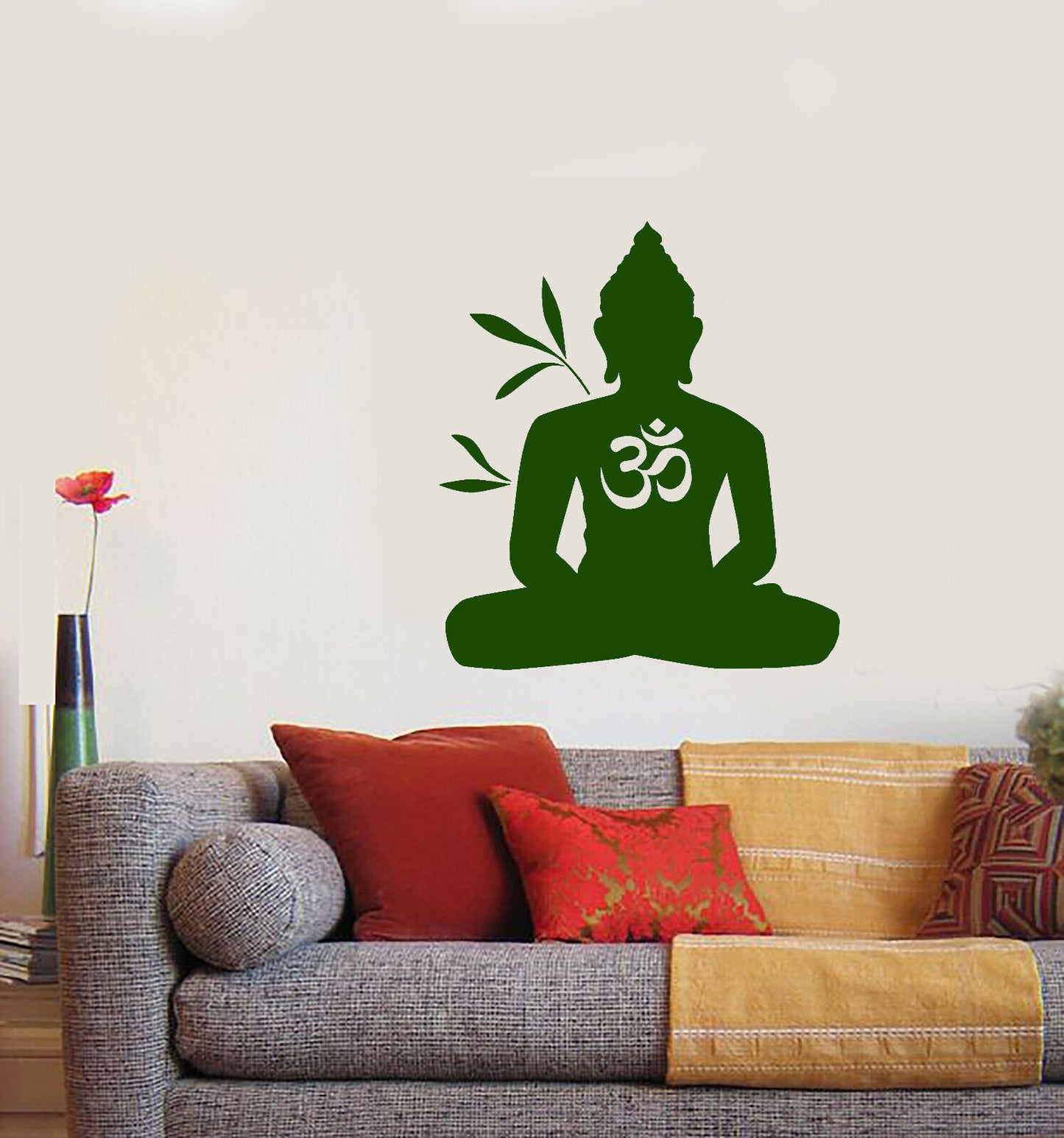 Vinyl-Wandaufkleber, Om-Mantra, Buddha, Buddhismus, Meditationszimmer, Aufkleber (3606ig)