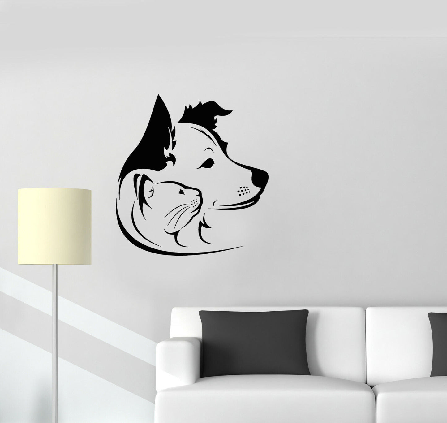 Vinyl Wall Decal Dog And Cat Pet Shop Home Animals Stickers (3625ig)