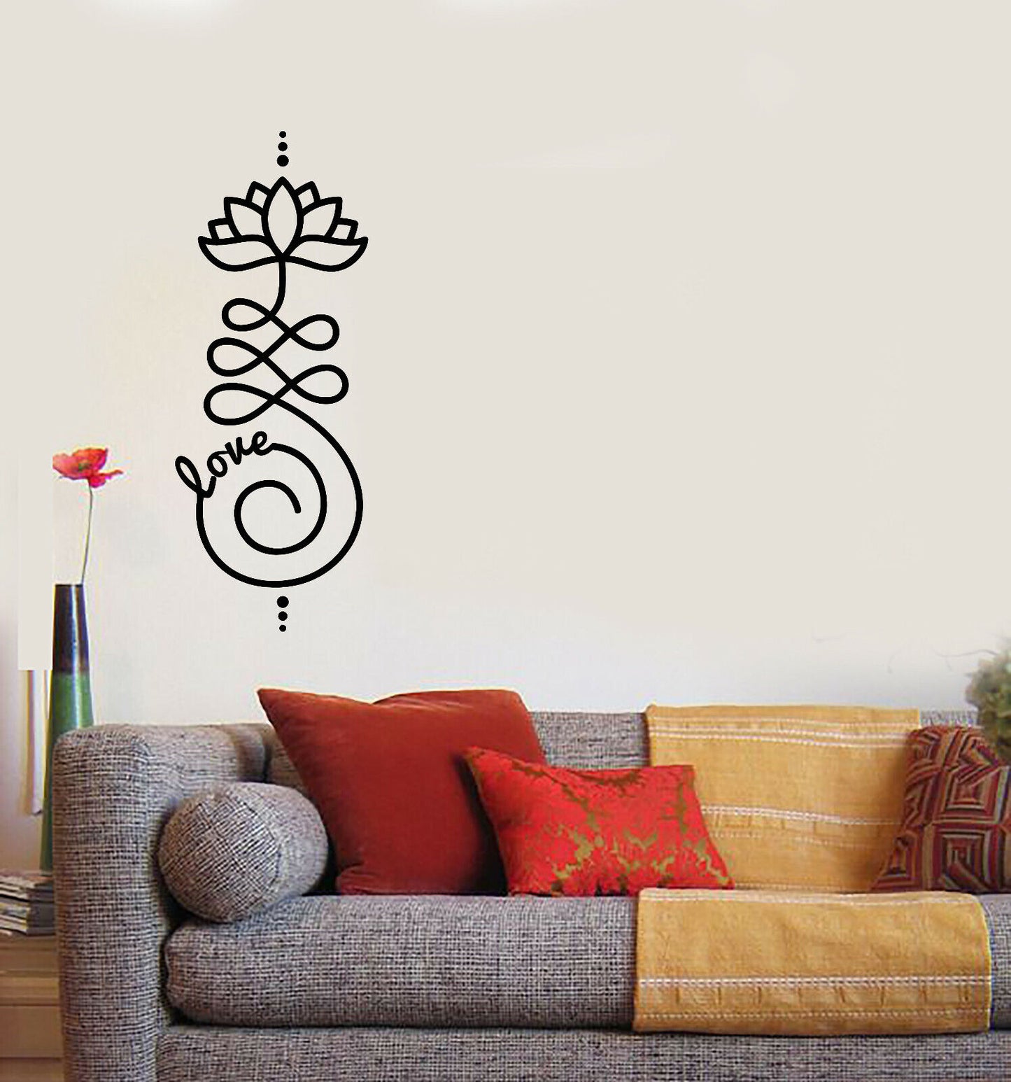 Vinyl Wall Decal Lotus Flower Namaste Yoga Meditation Stickers (3632ig)