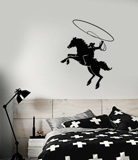 Wandaufkleber, Vinyl, Cowboy, Reiten, Pferd, Lasso, Ranch, Aufkleber (3647ig)