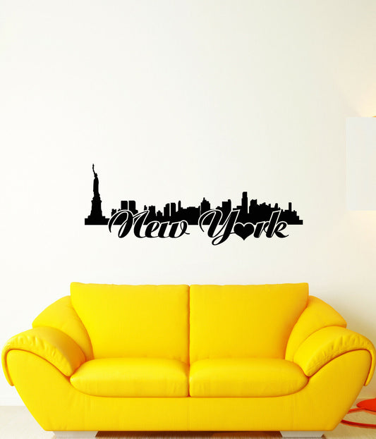 Vinyl Wall Decal New York City Word Logo Statue Of Liberty Stickers (3661ig)