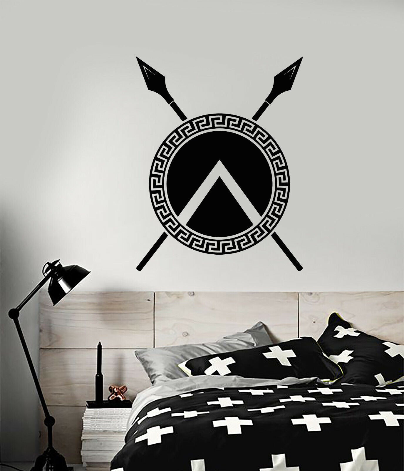 Wandtattoo Spartan Speer Schild Krieger Vinyl Zimmer Deko Aufkleber (3666ig)