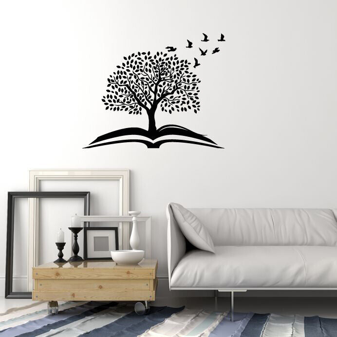 Vinyl Wall Decal Magic Tree Open Book Reading Room Library Stickers (3669ig)