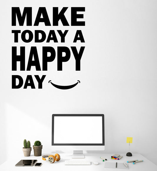 Vinyl Wall Decal Positive Quote Words Make Today A Happy Day Stickers (3681ig)