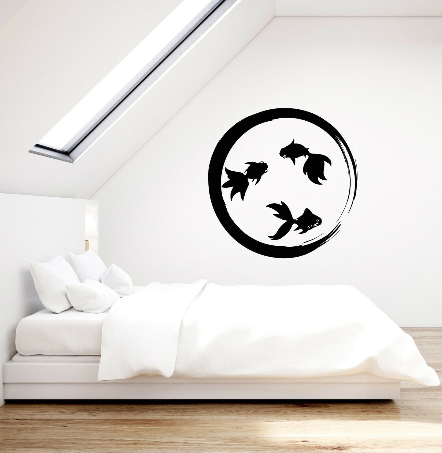 Vinyl-Wandaufkleber, Enso, Zen, Kreis, Goldfisch, Aquarium, Buddhismus, Aufkleber (3692ig) 