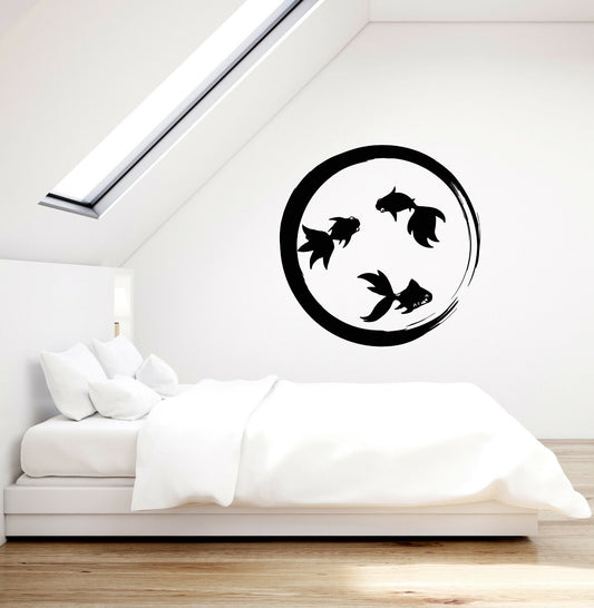 Vinyl Wall Decal Enso Zen Circle Goldfish Aquarium Buddhism Stickers (3692ig)