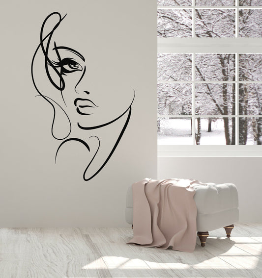 Vinyl Wall Decal Abstract Woman Face Beautiful Girl Beauty Salon Stickers 3720ig