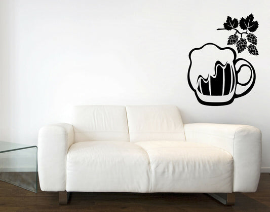 Wall Vinyl Decal  Beer Mug Foam Hop Kitchen Decor Sticker (n1075)