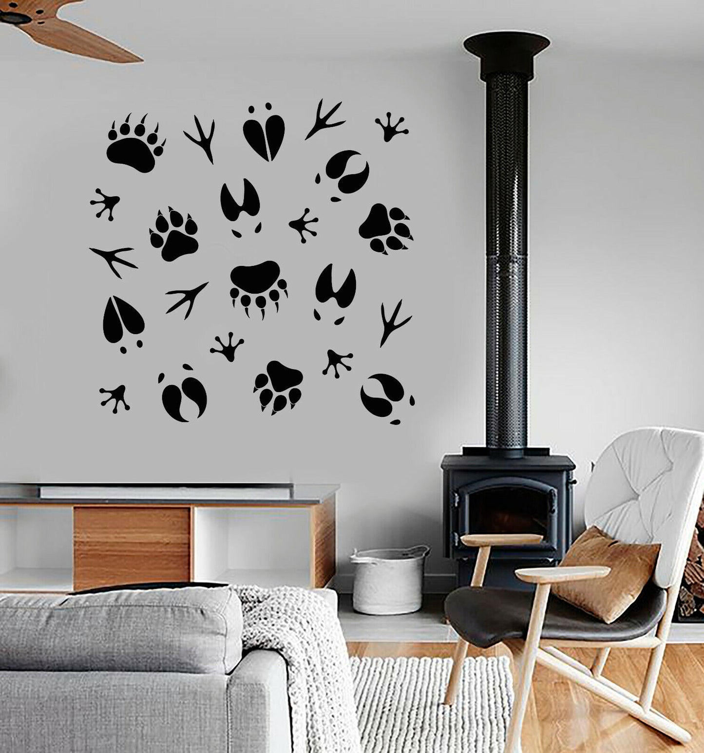 Vinyl Wall Decal Forest Animal Tracks Nature Hunting Club Hunter Stickers 3726ig